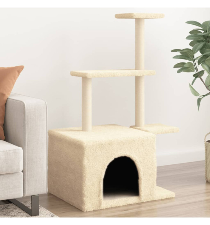 Arbre à chat avec griffoirs en sisal crème 110 cm | Mobilier & Déco