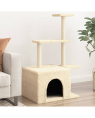Arbre à chat avec griffoirs en sisal crème 110 cm | Mobilier & Déco