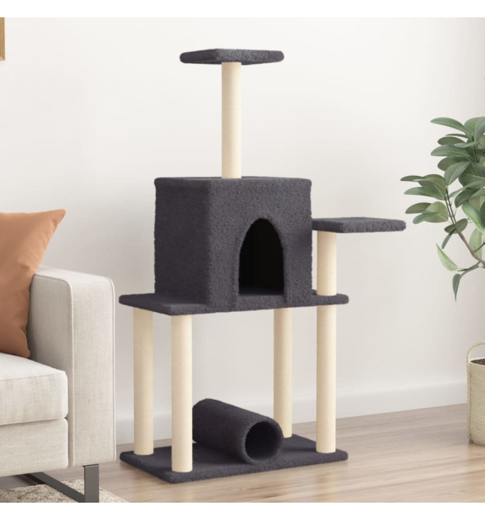 Arbre à chat avec griffoirs en sisal gris foncé 122 cm | Mobilier & Déco