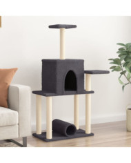 Arbre à chat avec griffoirs en sisal gris foncé 122 cm | Mobilier & Déco