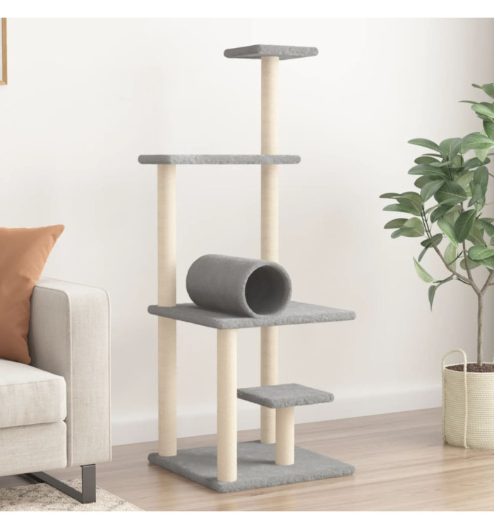Arbre à chat avec griffoirs en sisal gris clair 136 cm | Mobilier & Déco