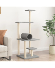 Arbre à chat avec griffoirs en sisal gris clair 136 cm | Mobilier & Déco