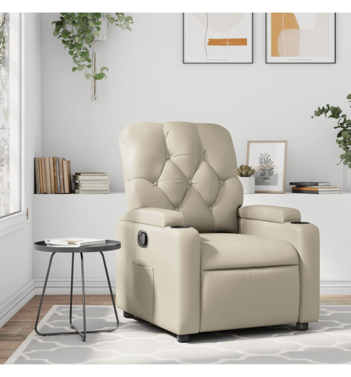 Fauteuil inclinable Crème Similicuir | Mobilier & Déco