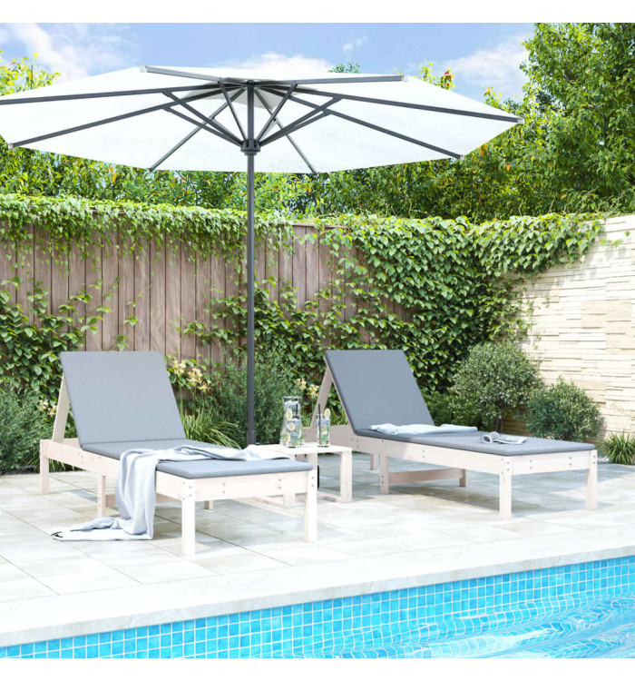 Chaises longues lot de 2 blanc 199,5x60x74cm bois massif de pin | Mobilier & Déco