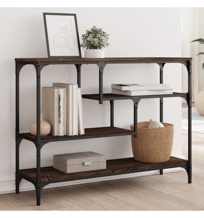 Table console chêne marron 100x30x75 cm bois d'ingénierie | Mobilier & Déco