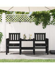 Banc de jardin avec table 2 places noir bois massif de pin | Mobilier & Déco