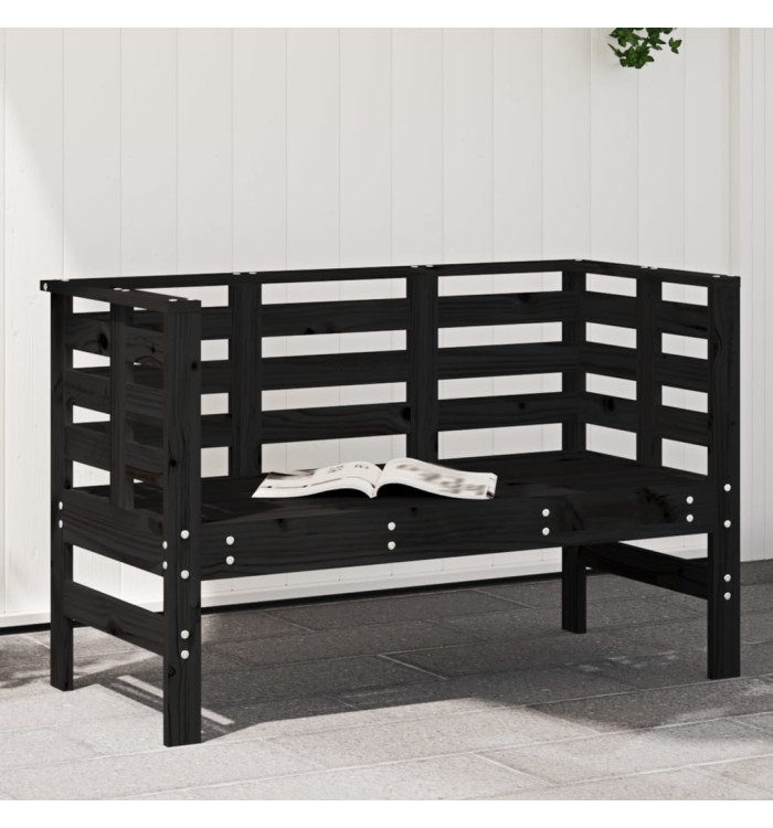 Banc de jardin noir 111,5x53x71 cm bois massif de pin | Mobilier & Déco