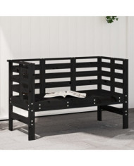 Banc de jardin noir 111,5x53x71 cm bois massif de pin | Mobilier & Déco
