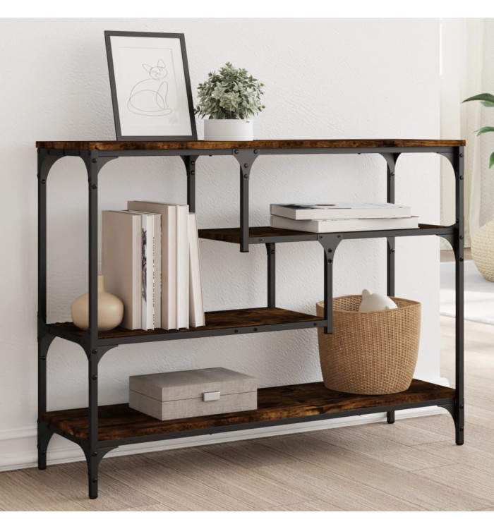 Table console chêne fumé 100x30x75 cm bois d'ingénierie | Mobilier & Déco