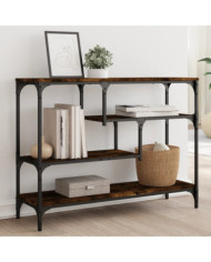 Table console chêne fumé 100x30x75 cm bois d'ingénierie | Mobilier & Déco