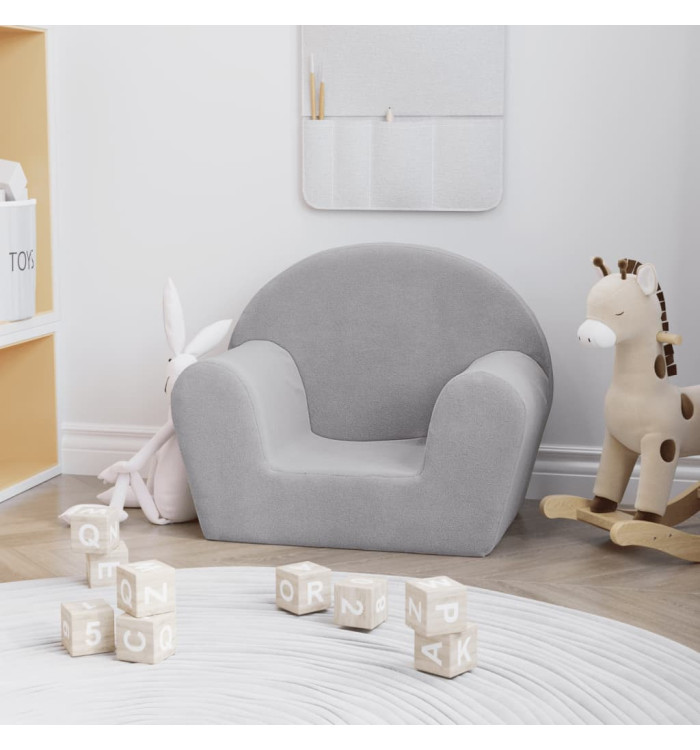 Canapé pour enfants gris clair peluche douce | Mobilier & Déco