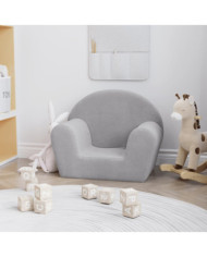 Canapé pour enfants gris clair peluche douce | Mobilier & Déco