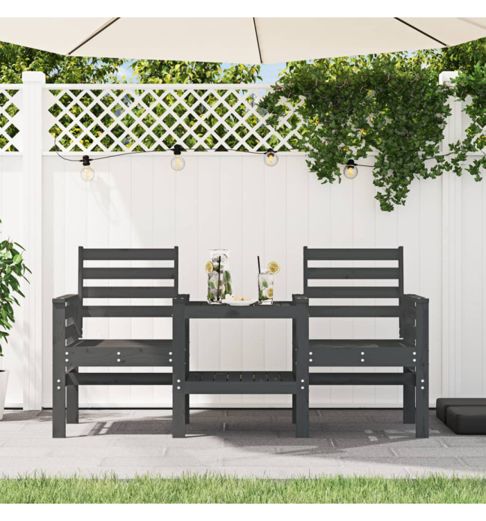 Banc de jardin avec table 2 places gris bois massif de pin | Mobilier & Déco