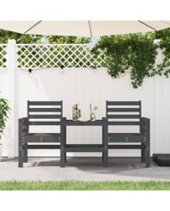 Banc de jardin avec table 2 places gris bois massif de pin | Mobilier & Déco