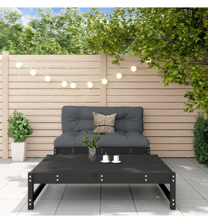 Salon de jardin 2 pcs noir bois massif de pin | Mobilier & Déco