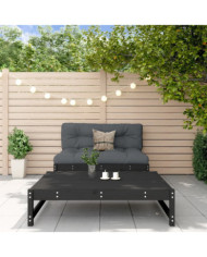 Salon de jardin 2 pcs noir bois massif de pin | Mobilier & Déco