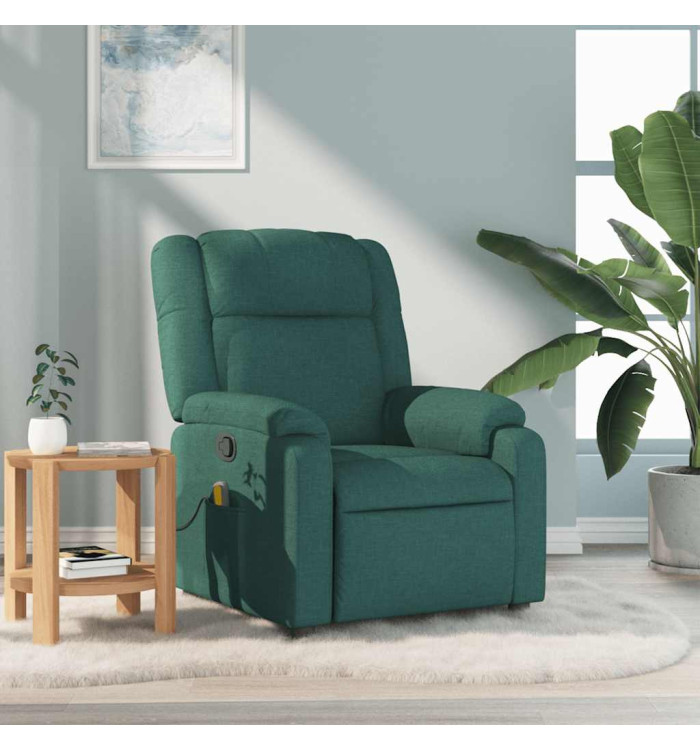 Fauteuil de massage inclinable Vert foncé Tissu | Mobilier & Déco