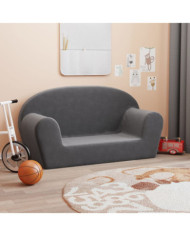 Canapé pour enfants 2 places anthracite peluche douce | Mobilier & Déco