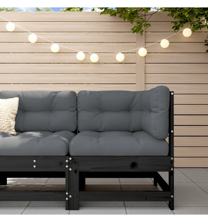 Canapé d'angle de jardin noir bois de pin massif | Mobilier & Déco