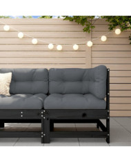 Canapé d'angle de jardin noir bois de pin massif | Mobilier & Déco