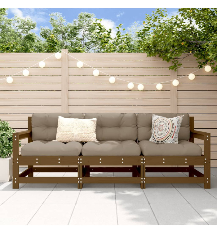 Salon de jardin 3 pcs marron miel bois de pin massif | Mobilier & Déco