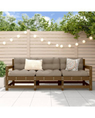 Salon de jardin 3 pcs marron miel bois de pin massif | Mobilier & Déco