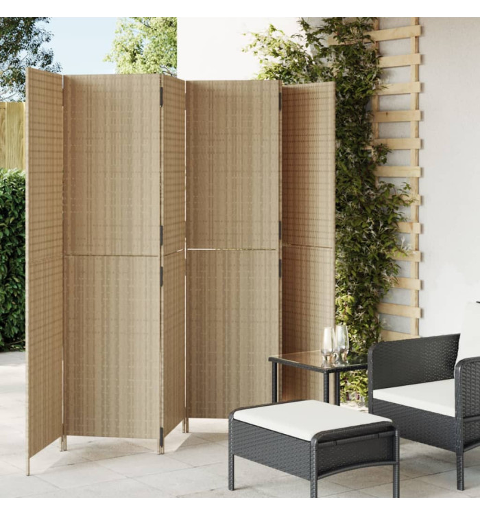 Cloison de séparation 6 panneaux beige résine tressée | Mobilier & Déco
