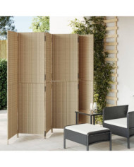 Cloison de séparation 6 panneaux beige résine tressée | Mobilier & Déco
