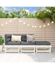 Salon de jardin 3 pcs blanc bois massif de pin | Mobilier & Déco
