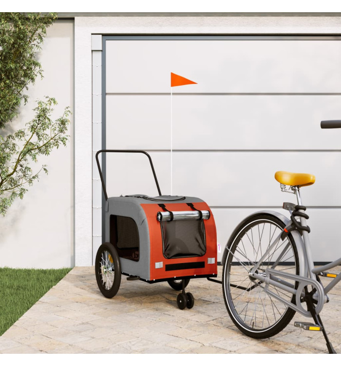 Remorque de vélo pour animaux de compagnie orange et gris | Mobilier & Déco