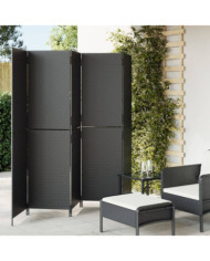 Cloison de séparation 5 panneaux noir résine tressée | Mobilier & Déco