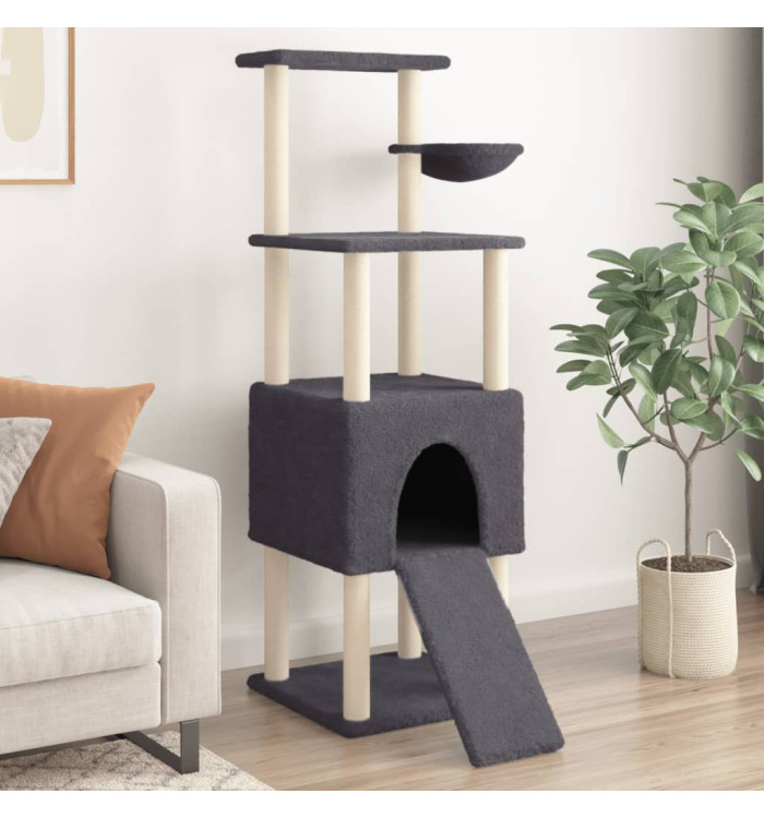 Arbre à chat avec griffoirs en sisal Gris foncé 153 cm | Mobilier & Déco