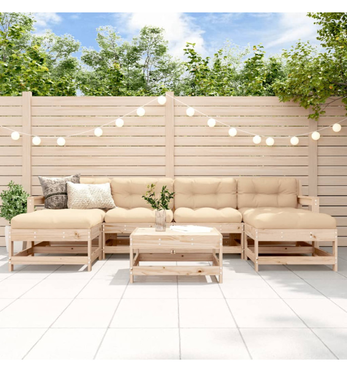 Salon de jardin 7 pcs Bois de pin massif | Mobilier & Déco