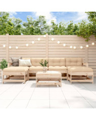 Salon de jardin 7 pcs Bois de pin massif | Mobilier & Déco
