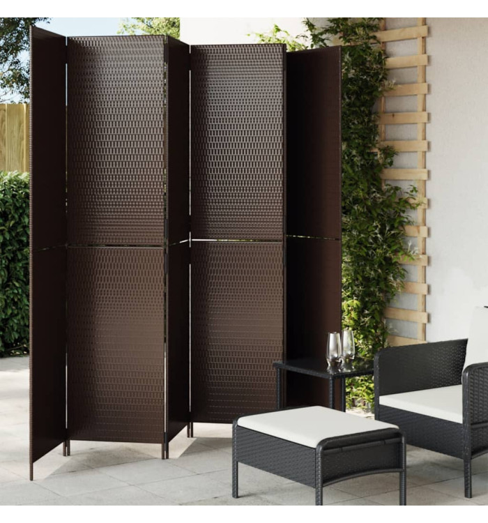 Cloison de séparation 6 panneaux marron résine tressée | Mobilier & Déco