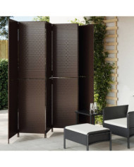 Cloison de séparation 6 panneaux marron résine tressée | Mobilier & Déco