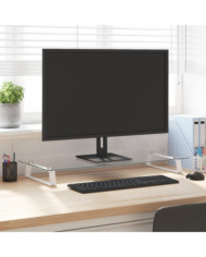 Support de moniteur blanc 80x35x8 cm verre trempé et métal | Mobilier & Déco