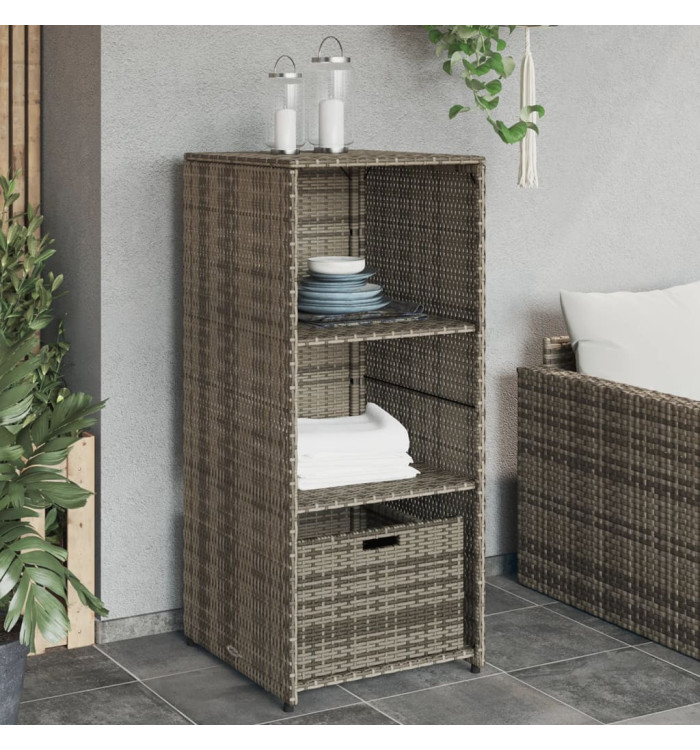 Armoire de rangement de jardin gris 50x55x115 cm résine tressée | Mobilier & Déco