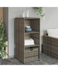 Armoire de rangement de jardin gris 50x55x115 cm résine tressée | Mobilier & Déco