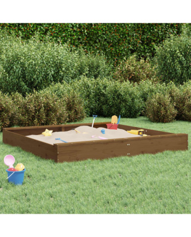 Bac à sable avec sièges marron miel carré bois de pin massif | Mobilier & Déco