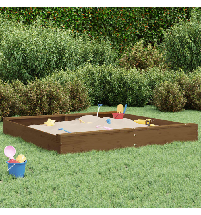 Bac à sable avec sièges marron miel carré bois de pin massif | Mobilier & Déco