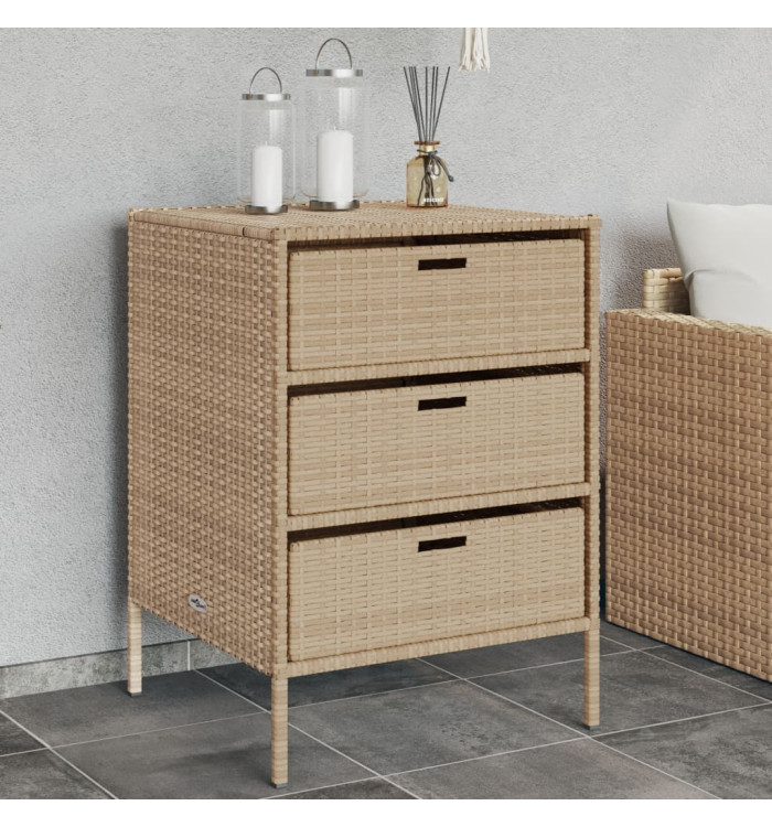 Armoire de rangement de jardin beige 55x59x80 cm résine tressée | Mobilier & Déco