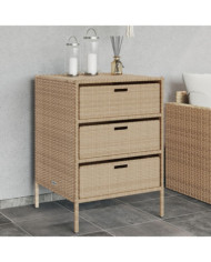 Armoire de rangement de jardin beige 55x59x80 cm résine tressée | Mobilier & Déco