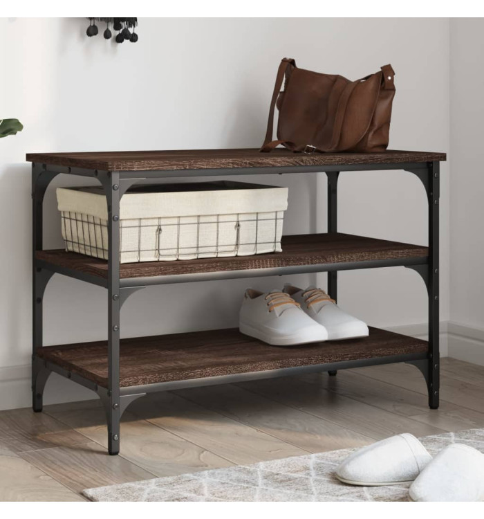 Banc à chaussures chêne marron 70x38,5x49 cm bois d'ingénierie | Mobilier & Déco