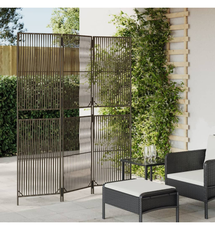 Cloison de séparation 3 panneaux gris résine tressée | Mobilier & Déco