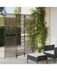 Cloison de séparation 3 panneaux gris résine tressée | Mobilier & Déco