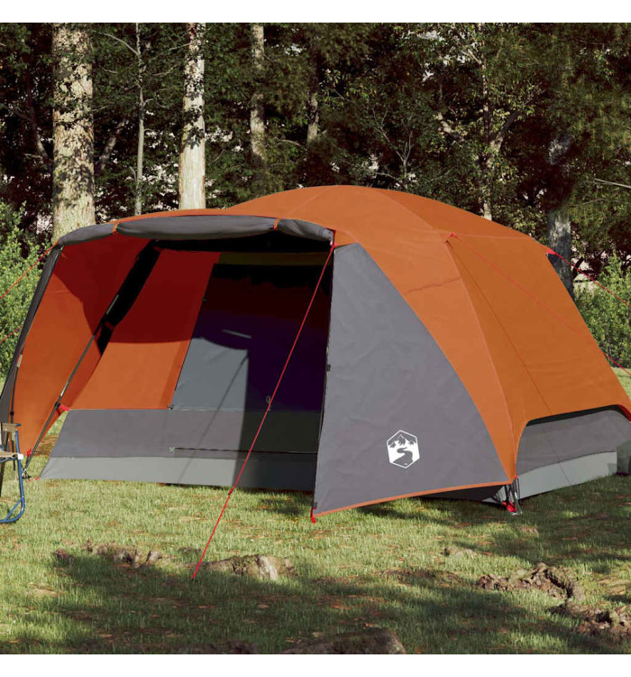 Tente familiale et porche 6 personnes gris orange imperméable | Mobilier & Déco