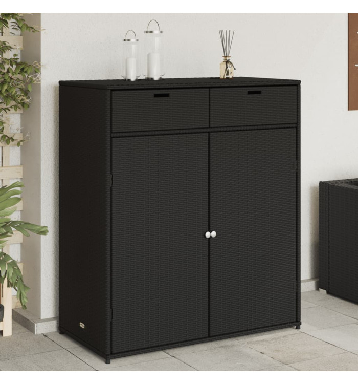 Armoire de rangement de jardin noir 105x55x113cm résine tressée | Mobilier & Déco
