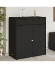 Armoire de rangement de jardin noir 105x55x113cm résine tressée | Mobilier & Déco