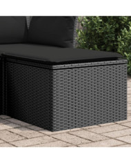 Tabouret de jardin avec coussin noir 55x55x37 cm résine tressée | Mobilier & Déco